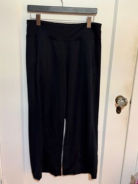 Athleta Black Wide-Leg Pull-On Knit Pants